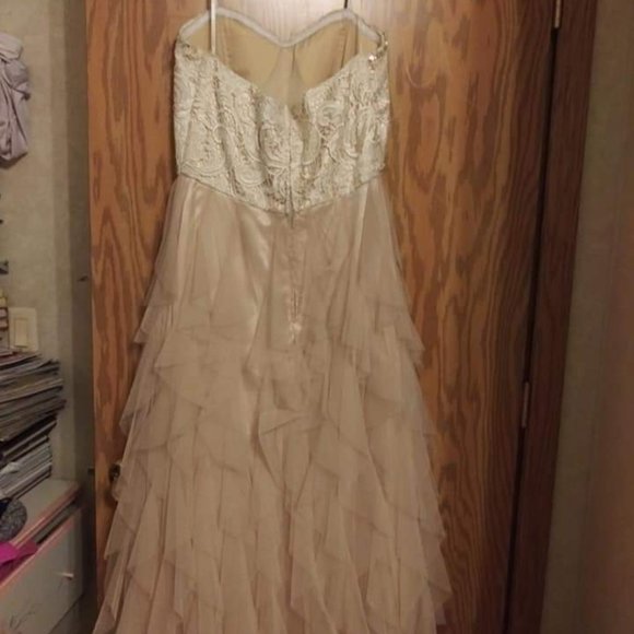 Strapless Champagne Prom Dress - Picture 3 of 6